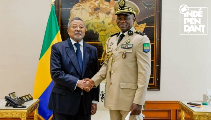 Brice Clotaire Oligui Nguéma échange avec Jean Ping