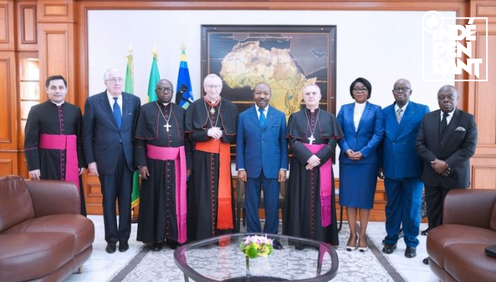 Le Cardinal Pietro Parolin reçu en audience à Libreville au palais présidentiel gabonais
